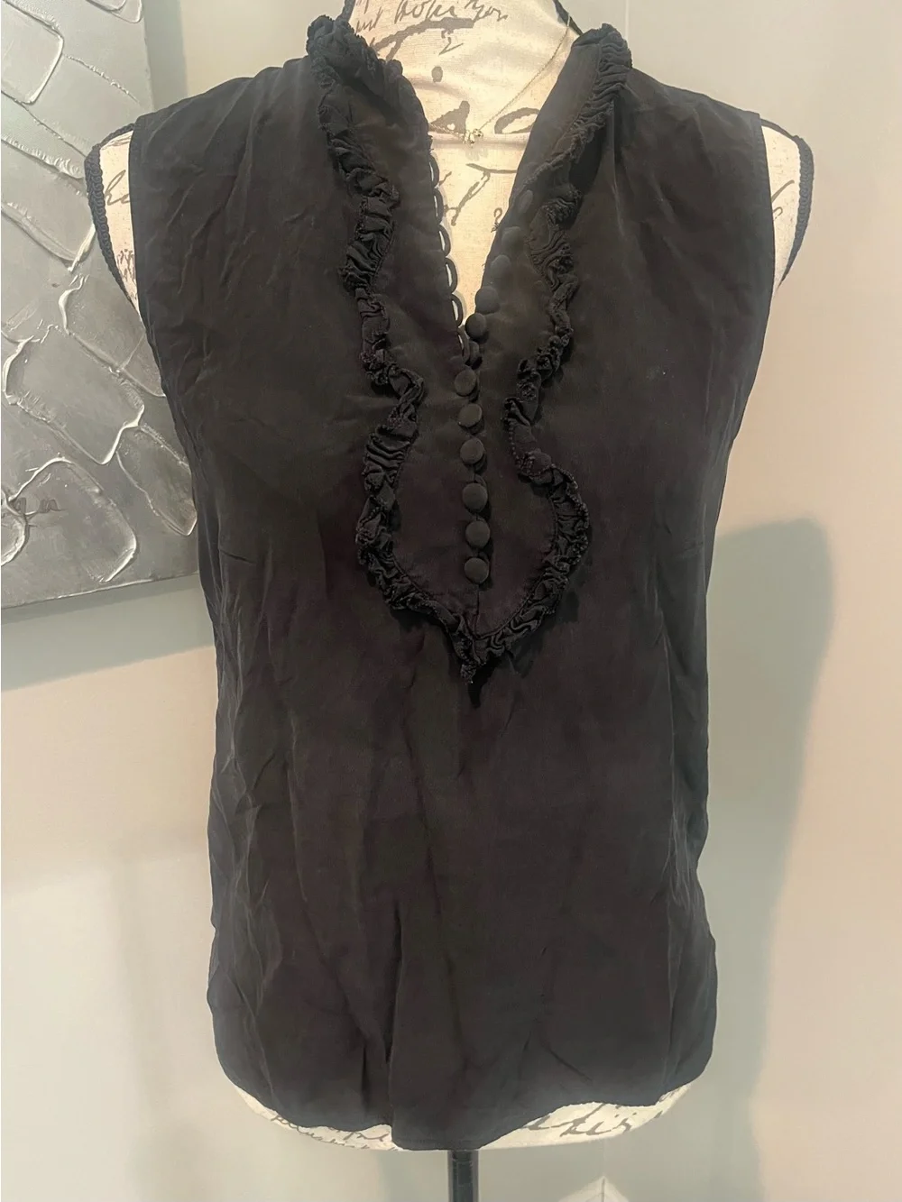 Tory Burch 100% Silk Ruffle Sleeveless Blouse